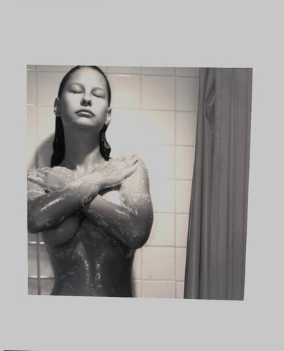 Woman shower with folded - woman, in