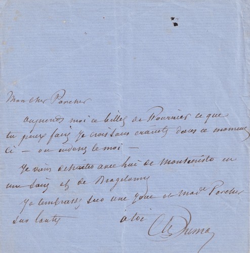 Alexandre dumas signed - dumas.,